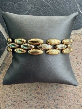 14kt Yellow & White Gold Oval Link Bracelet Women's Jewelry 7”